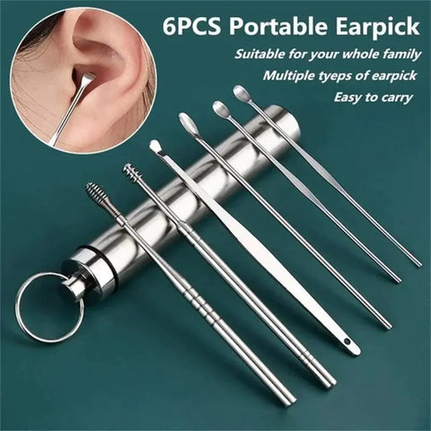 6pcs/set Stainless Steel Ear Picking